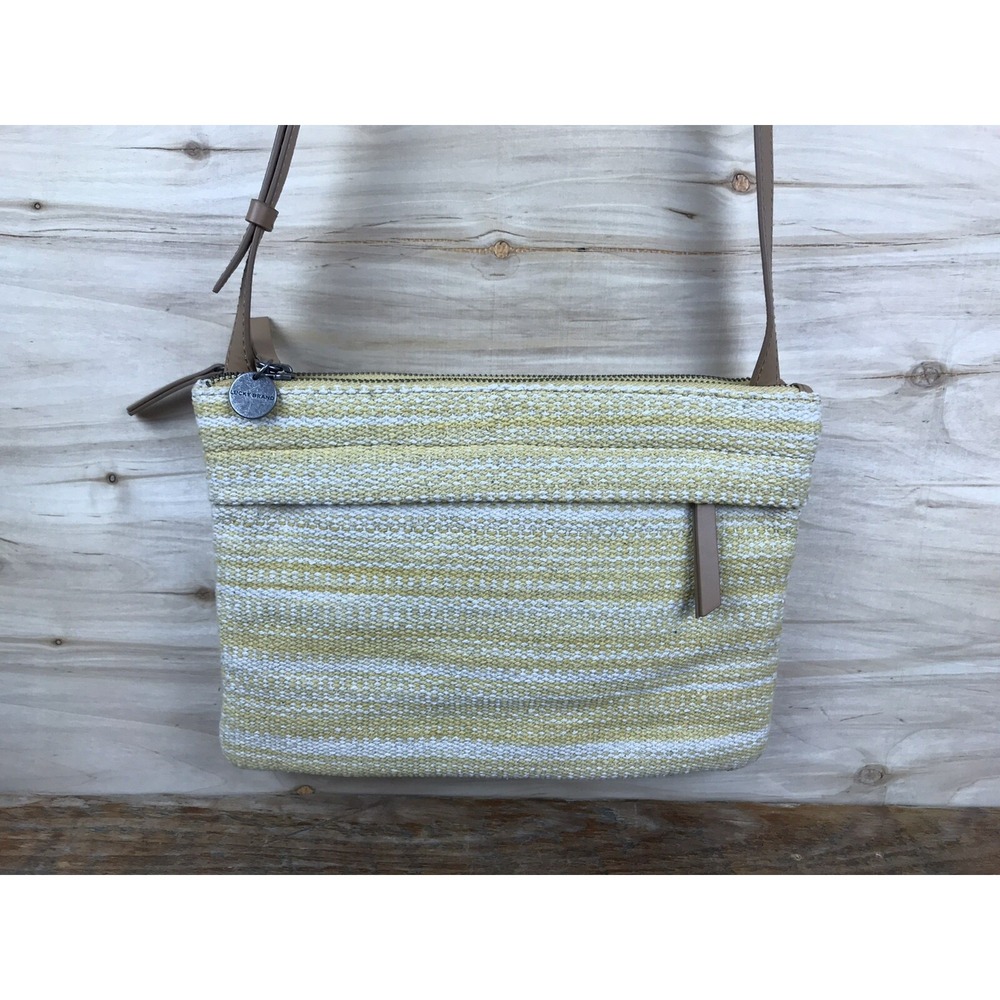NEW Lucky Brand Yellow Purse White Woven Crossbody  NWOT
